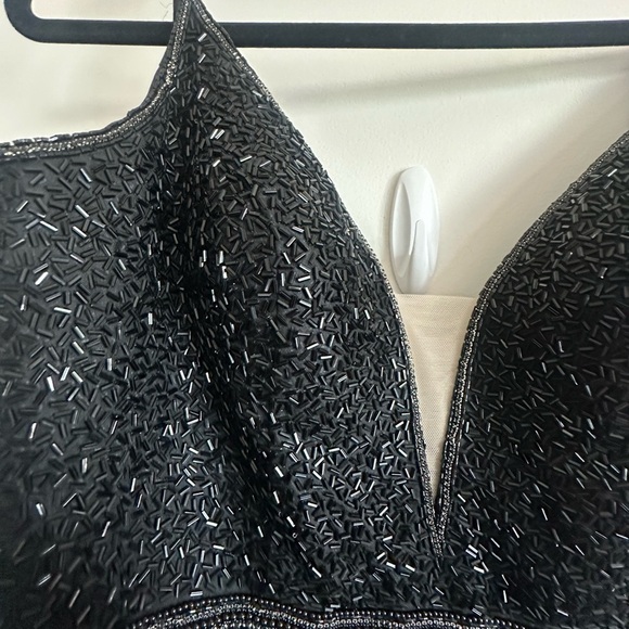 Sherri Hill Beaded A Line Whimsical Black Gown Size 10 - Picture 10 of 10